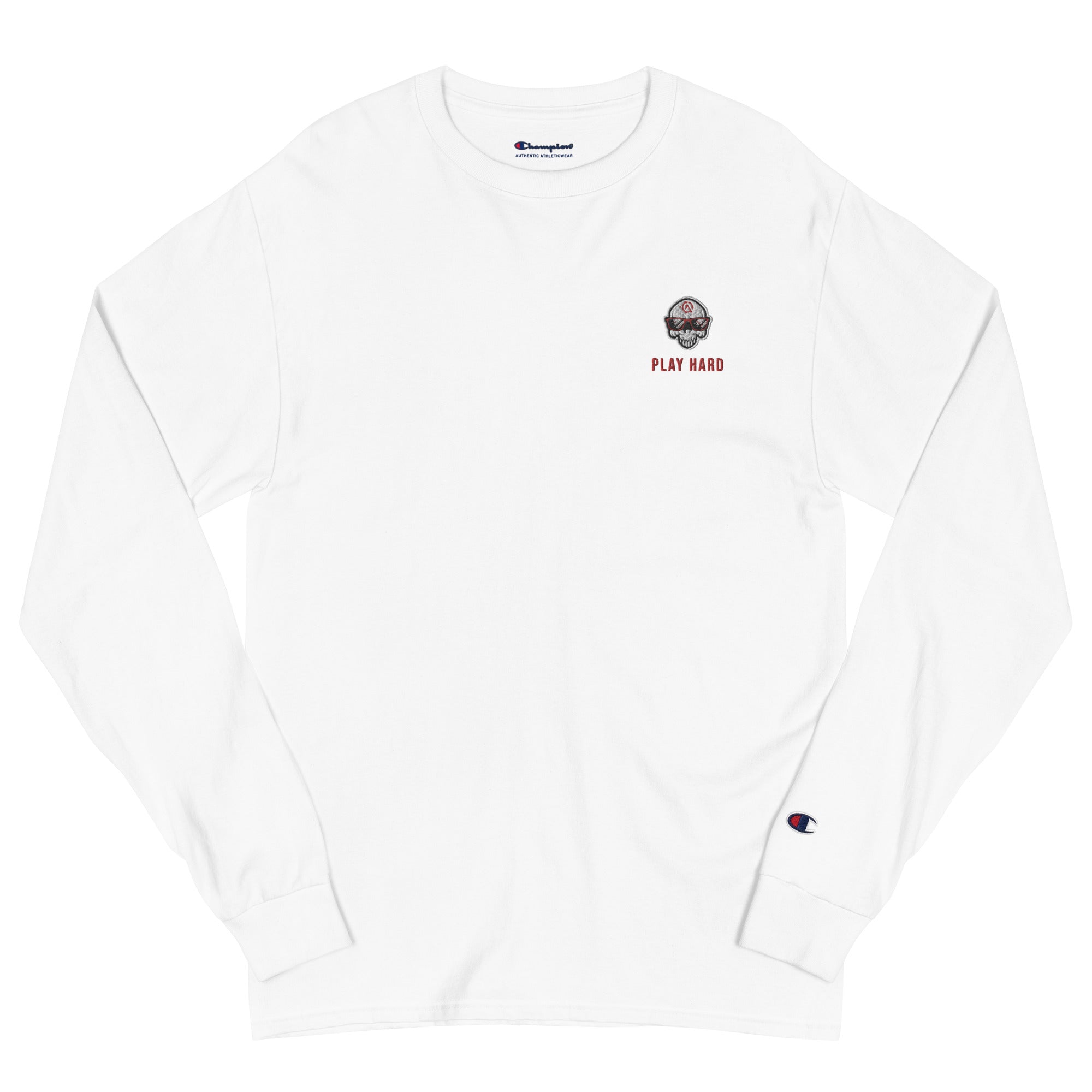 Skull Embroidered Champion Long Sleeve Shirt