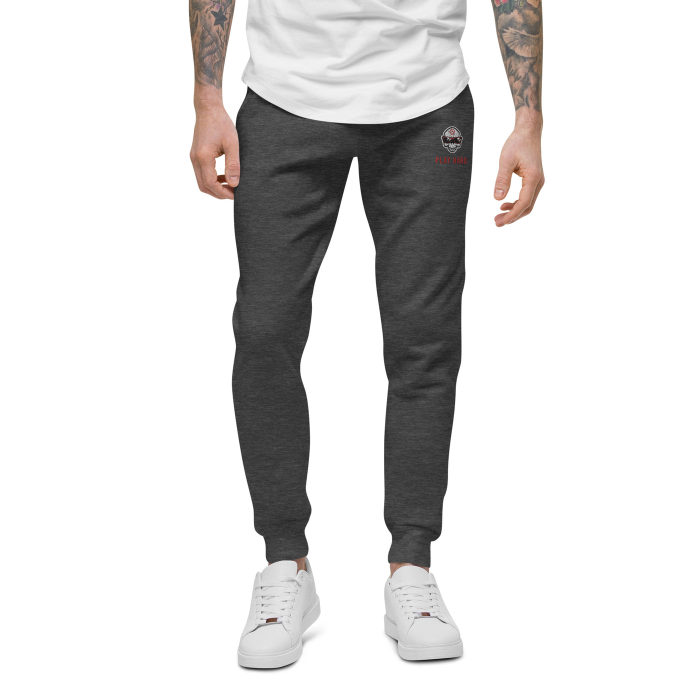 Embroidered Skull Sweatpants - Grey